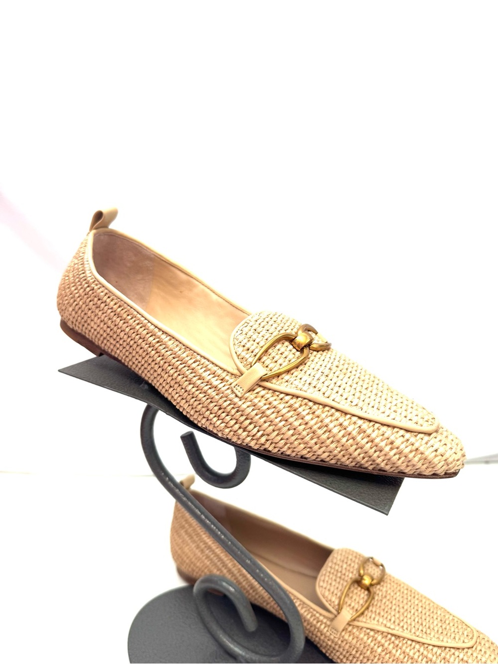 Veronica Beard Champion Loafers Ecru Woven Raffia Size 9.5